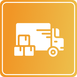 Delivery truck icon with stacked boxes.