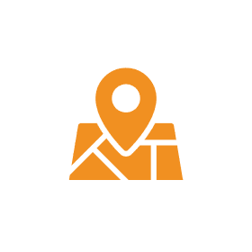 Map icon with location pin symbol.